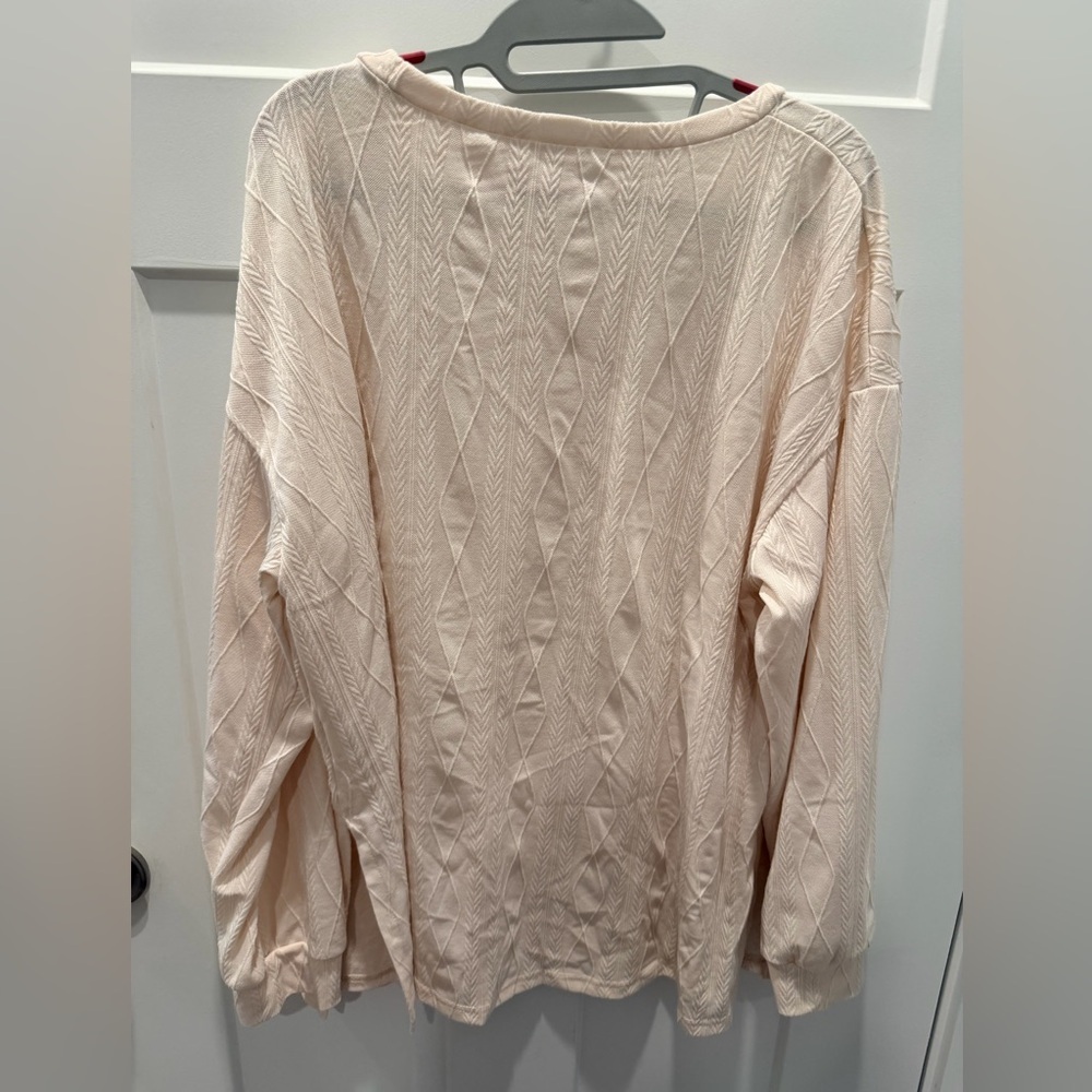 Classic Wear Blush Textured Long Sleeve Top XXL Soft Knit - Picture 3 of 11